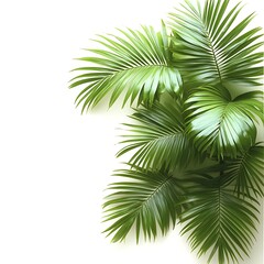 Fototapeta premium Green Palm Fronds Cascading Down on a photo White Background tropical leaves