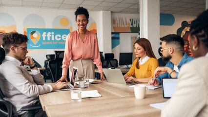 Professional Team Collaborating in a Modern Office Workspace