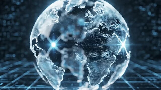 Digital Earth Globe Animation - A Futuristic Global Network Concept.