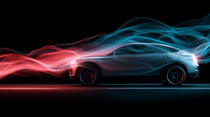 A high-tech car on a dark road