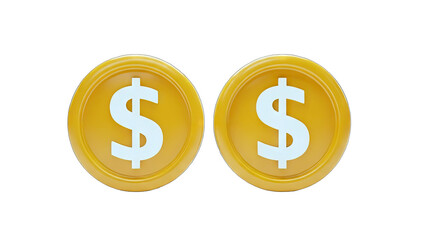 Obraz premium 3D Rendered Dollar Coins on White Background