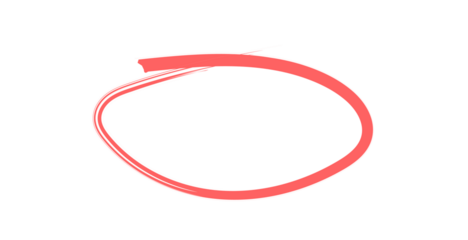 Hand-drawn Red brush stroke circle highlighting abstract circle shape, isolated on transparent background