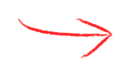 Hand-drawn Simple red arrow pointing to the right drawn with vector brush strokes chalk, graphic element isolated on transparent background
