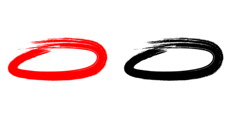 Red brush stroke circle artistic concept, hand drawn graphic element isolated on transparent background