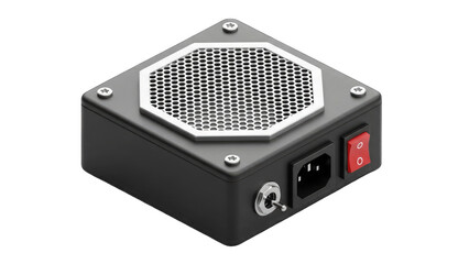Fototapeta premium Black Electronic Device with Power Switch and Grill - Isolated