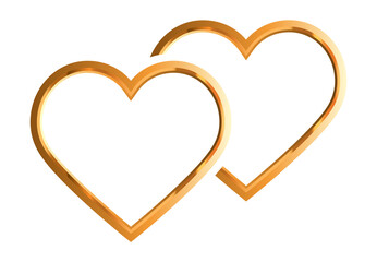 Luxury Gold Heart Frame. Metallic Heart Design Element