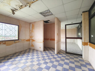 Interior office under construction and unfinished.