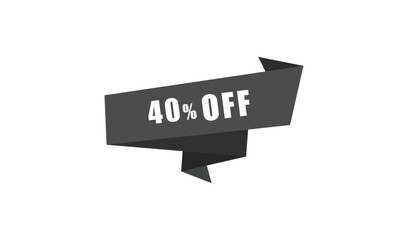 Dark grey ribbon banner with 40 percent off text