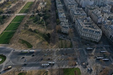 Aerial View of Paris with the Eiffel Tower