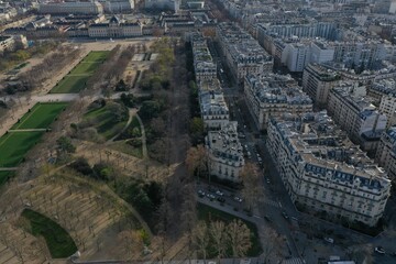 Aerial View of Paris with the Eiffel Tower