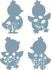 Floral Easter Baby Chick SVG, Laser Cut Files Glowforge Silhouette Cricut, Cute Nursery Cottage core Wildflower Farmhouse Spring Decor