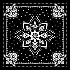 Black Floral Paisley Bandana Pattern – Ornamental Western Design