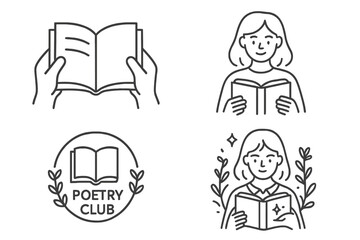 Fototapeta premium Reading sessions in a poetry club featuring members enjoying literature and sharing thoughts on poems