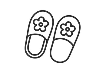 Slippers with flower design placed on a simple background
