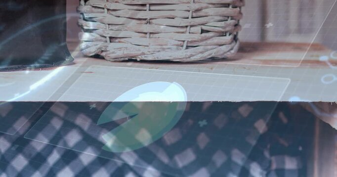 Wicker basket staying still while green oval appearing then sliding up, showing reflection overlays