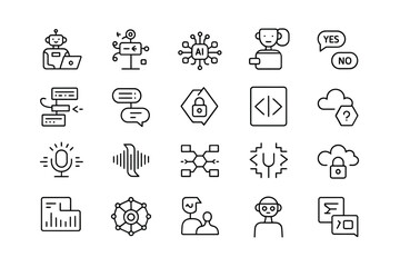 Collection of hand drawn technology and business icons