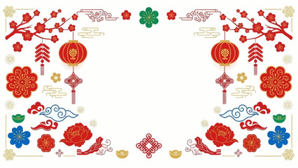 Festive Chinese New Year Frame with Traditional Decorations