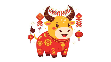 Adorable Ox Character for Lunar New Year Celebrations