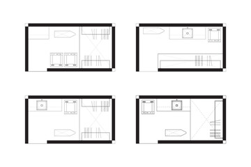 4 Collections Minimalist Laundry Room Floor Plan / Architectural Drawing of Utility Space. 1