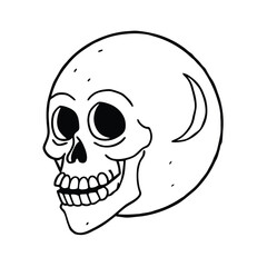 Scary skull and crossbones design illustration on black background, symbolizing death, pirate danger, or a Halloween icon