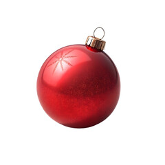 Red Christmas Ornament Ball Isolated on Transparent Background
