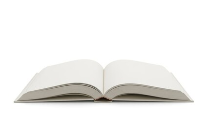 Fototapeta premium Open blank book on white background displaying empty pages for design customization
