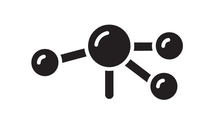 Simple black and white representation of a molecule with connected spheres