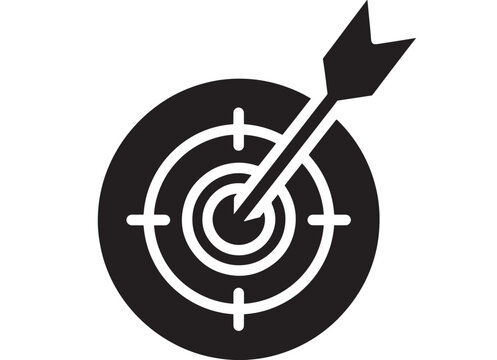 Simple black target symbol with white concentric circles and arrow