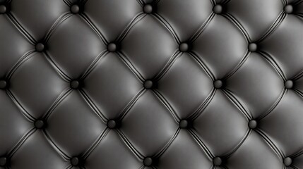 Naklejka premium Elegant black leather upholstery features a tufted pattern with round buttons for a luxurious aesthetic