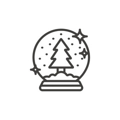 Snow globe icon vector illustration of a festive Christmas tree with a star and falling snow on a base. Christmas, New year symbol