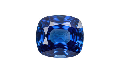 Fototapeta premium Cushion cut blue sapphire gemstone on black background