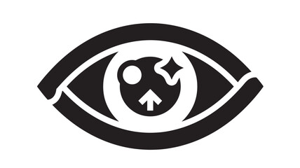 Obraz premium Simple black and white eye icon featuring a skull symbol inside the iris