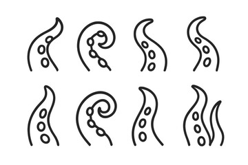 Fototapeta premium Tentacle shapes arranged in a grid showing different styles and curves for design purposes
