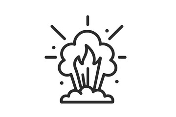 Explosion graphic with flames and smoke rising in a simple design