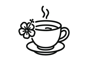 Cup of tea with flower decoration on the table in a warm setting during afternoon