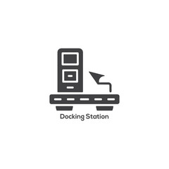 Minimalist Docking Station Icon Vector, Technology Hub Connecting Laptop to Multiple Devices, Ports, and External Peripherals.