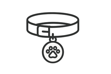 Dog collar with a paw print tag displayed on a plain background for pet accessories