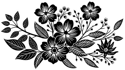 Very beautiful elegant vector set of branches and flowers illustrated with delicate linework, ideal for nature-themed branding, stationery design, greeting cards, editorial graphics, and sophisticated