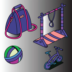 Vector illustration of school accessories and a school bag design with metal bicycle equipment