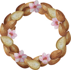 Vector round almond frame. White background. For your design