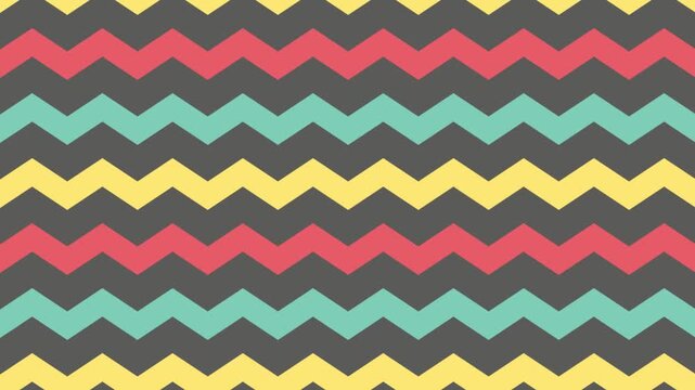 Retro Chevron Pattern Seamless Loop Yellow Coral Teal Gray Background Geometric Zigzag Motion