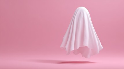 Spooky specter floating against a pink backdrop, perfect for a ghostly vibe.