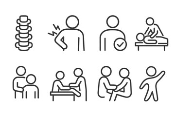 Chiropractic treatment, physical therapy, spine health, and body pain relief concepts