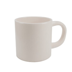 Clean 3D mug mockup on a transparent background. Realistic vector presentation for your brand, logo or text design. Front perspective view.