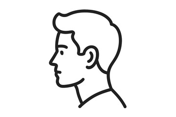 Minimalist profile outline of a young man's head and face looking forward