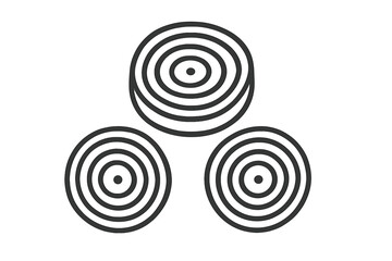 Three concentric circle targets arranged in a symmetrical minimalist geometric pattern