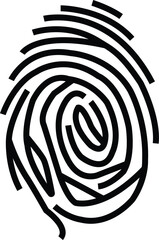 silhouette of finger print icon design vector art illustration isolated on white background.
Fingerprints are the unique patterns of friction ridges on an individual's fingertips. 
