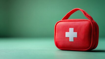 A red medical bag with a white cross on it