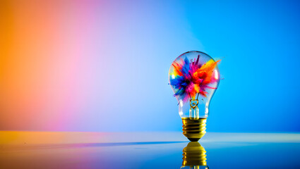 light bulb with colorful background