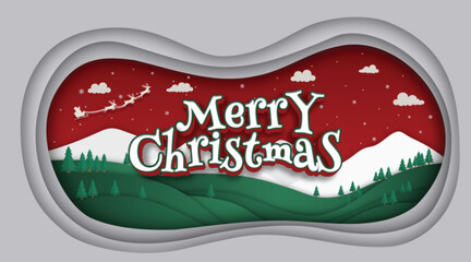 Festive Paper Cut Merry Christmas Scene
